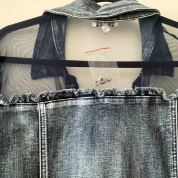 (NWOT) ADORE Raw Hem, Long line, Embellished Denim Jacket - Picture 4 of 7